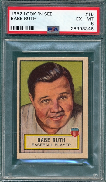 1952 Topps Look 'N See #15 Babe Ruth PSA 6