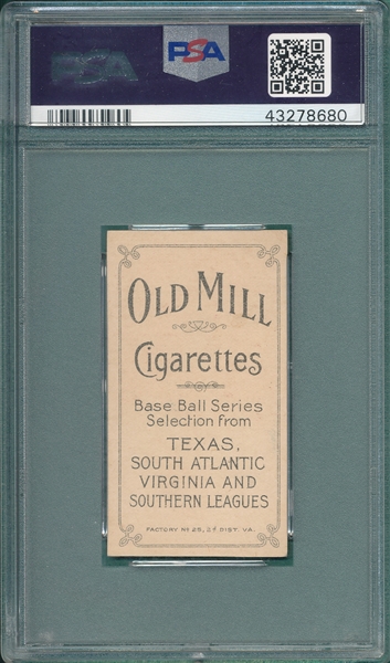1909-1911 T206 McCauley Old Mill Cigarettes PSA Authentic *Southern League*