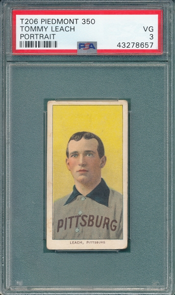1909-1911 T206 Leach, Portrait, Piedmont Cigarettes PSA 3