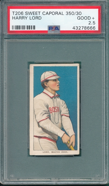 1909-1911 T206 Lord, Harry, Sweet Caporal Cigarettes PSA 2.5