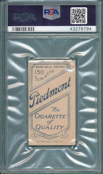 1909-1911 T206 Stahl, No Glove, Piedmont Cigarettes PSA 3 