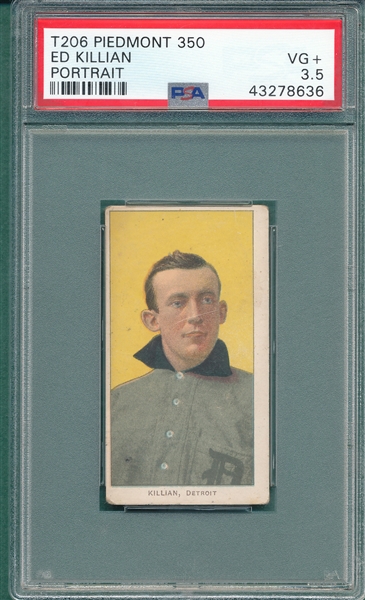 1909-1911 T206 Killian, Portrait, Piedmont Cigarettes PSA 3.5