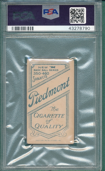 1909-1911 T206 Snodgrass, Catching, Piedmont Cigarettes PSA 3.5