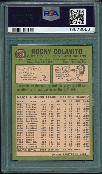 1967 Topps #580 Rocky Colavito PSA 8 *Hi #*