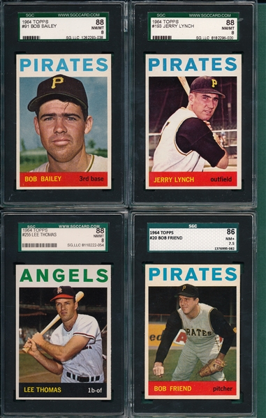 1964 Topps Lot of (4) W/ #91 Bailey SGC 88 