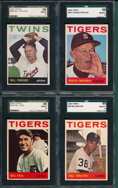 1964 Topps Lot of (4) W/ #98 Bruton SGC 88 