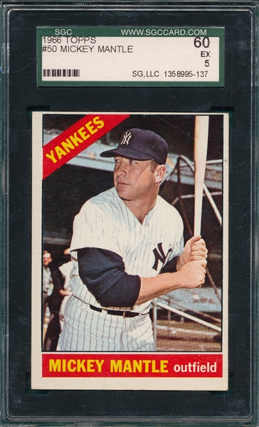 1966 Topps #50 Mickey Mantle SGC 60