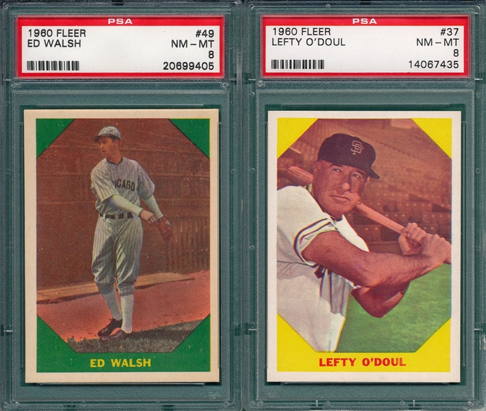 1960 Fleer Baseball Greats #37 O'Doul & #49 Walsh, Lot of (2) PSA 8