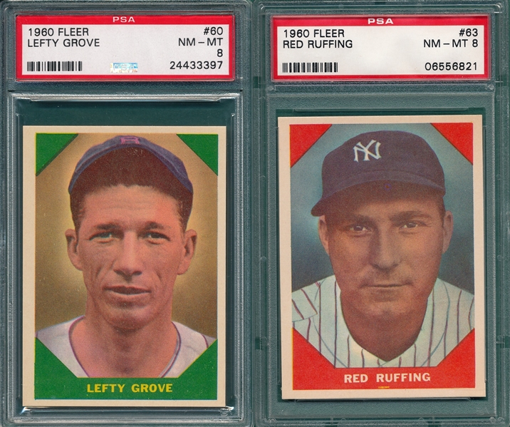 1960 Fleer Baseball Greats #60 Grove & #63 Ruffing, Lot of (2) PSA 8