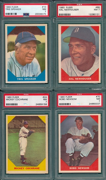 1960 Fleer Baseball Greats Lot of (4) W/ #10 Speaker PSA 7