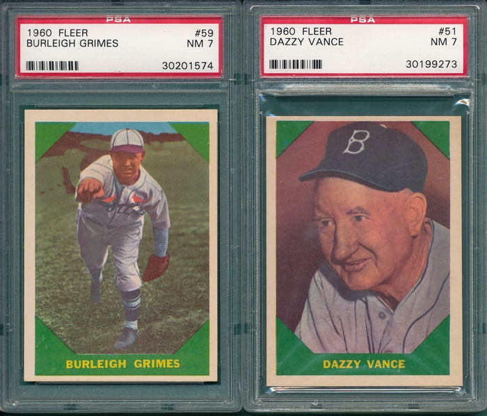 1960 Fleer Baseball Greats Lot of (6) W/ #59 Grimes PSA 7
