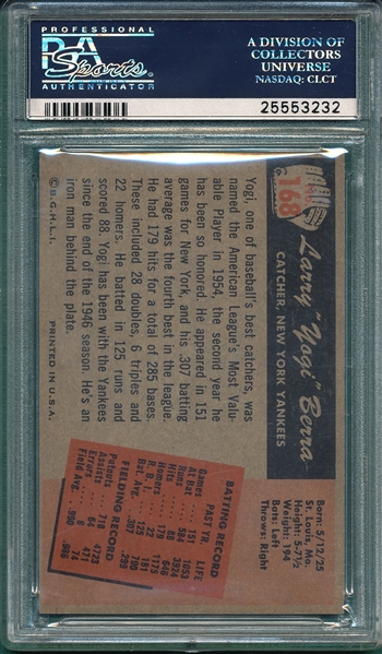 1955 Bowman #168 Yogi Berra PSA 4.5