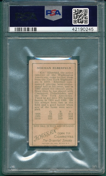 1911 T205 Elberfeld Hassan Cigarettes PSA 3.5