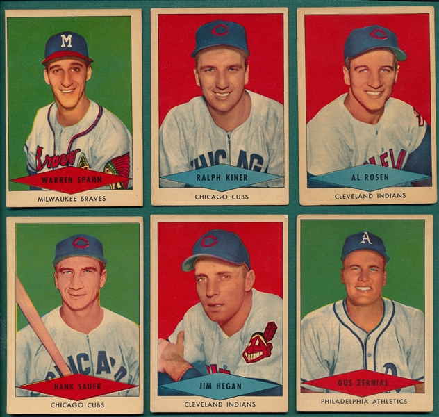 1954 Red Heart Lot of (6) W/ Spahn