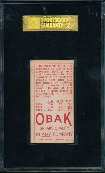 1911 T212-3 Rockenfield Obak Cigarettes SGC 60