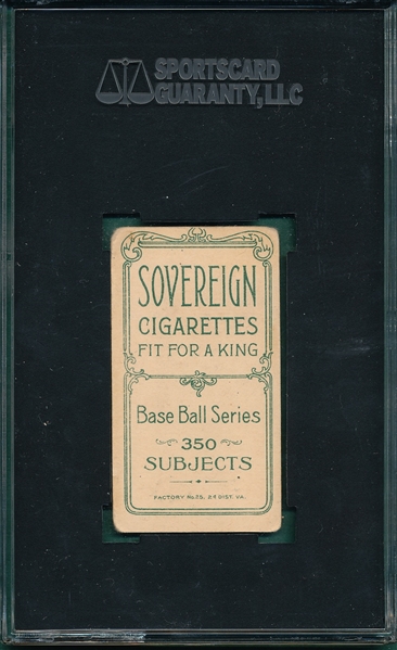 1909-1911 T206 Young, Irv, Sovereign Cigarettes SGC Authentic