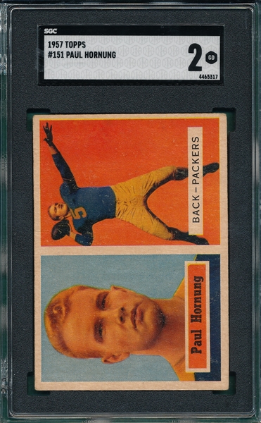1957 Topps FB #151 Paul Hornung SGC 2 *Rookie*