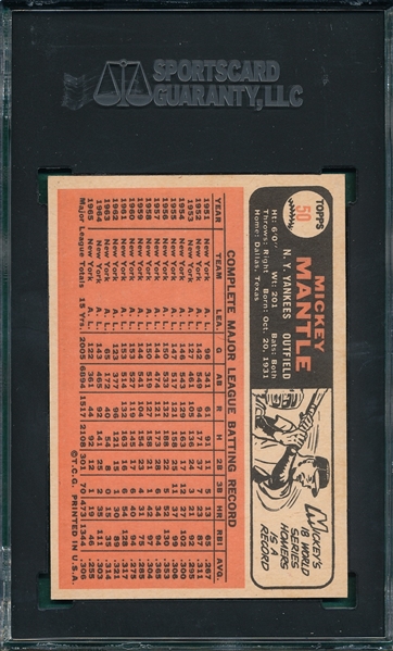 1966 Topps #50 Mickey Mantle SGC 7