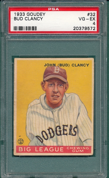 1933 Goudey #32 Bud Clancy PSA 4