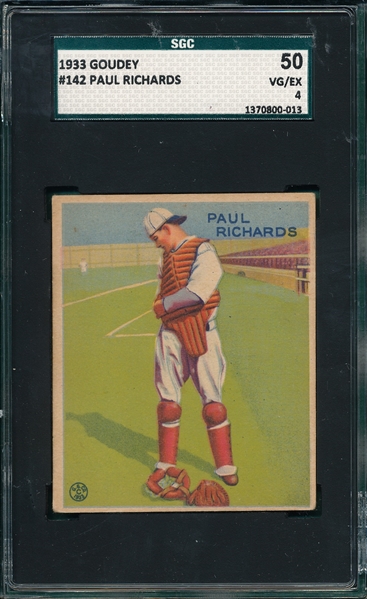 1933 Goudey #142 Paul Richards SGC 50