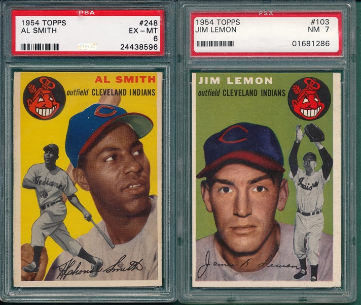 1954 Topps #248 Smith PSA 6 & #103 Lemon PSa 7, Lot of (2)
