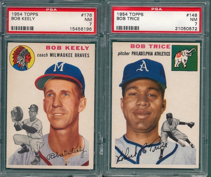 1954 Topps #148 Trice & #176 Keely, Lot of (2), PSA 7