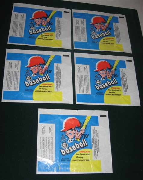 1971 O-Pee-Chee Baseball Wax Pack Wrapper Lot of (5)