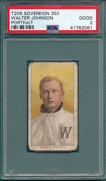 1909-1911 T206 Johnson, Portrait, Sovereign Cigarettes PSA 2