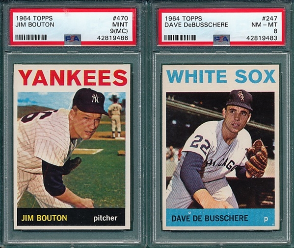 1964 Topps #247 DeBusschere & #470 Bouton, Lot of (2) PSA