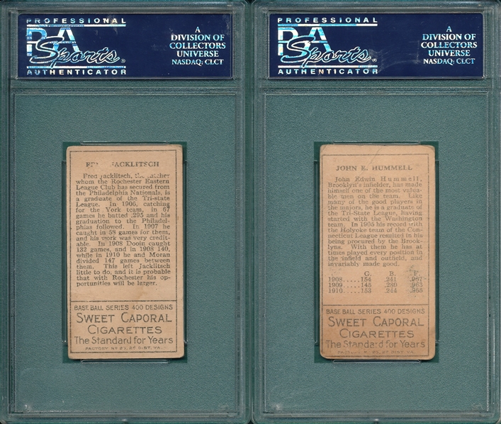 1911 T205 Hummel & Jacklitsch Sweet Caporal Cigarettes, Lot of (2), PSA 