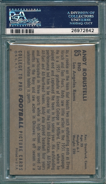 1952 Bowman Large #85 Andy Robustelli PSA 4 *Rookie*
