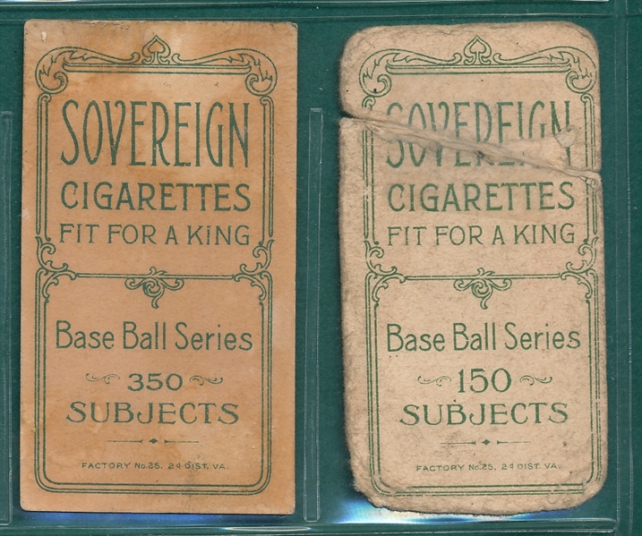 1909-1911 T206 Moran & M. Brown, Red Portrait, Sovereign Cigarettes, Lot of (2)