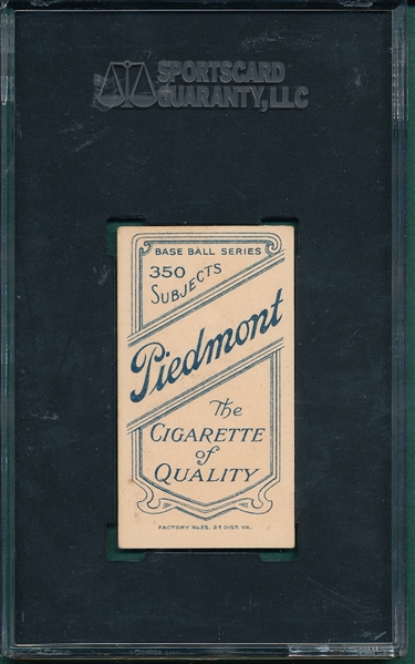 1909-1911 T206 Huggins, Hands To Mouth Piedmont Cigarettes SGC 55