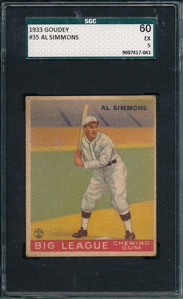 1933 Goudey #35 Al Simmons SGC 60