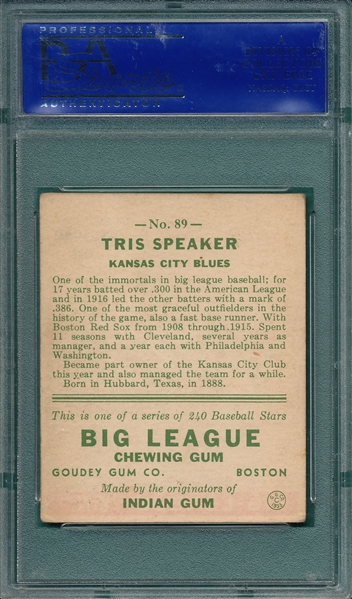 1933 Goudey #89 Tris Speaker PSA 5