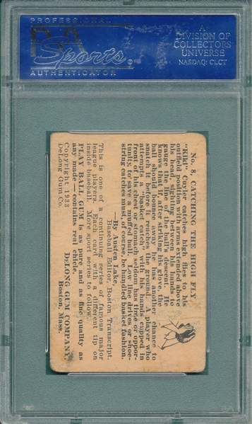 1933 DeLong #8 Ki-Ki Cuyler PSA 2