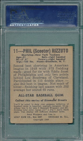 1948 Leaf #11 Phil Rizzuto PSA 3