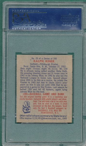 1949 Bowman #29 Ralph Kiner PSA 7.5