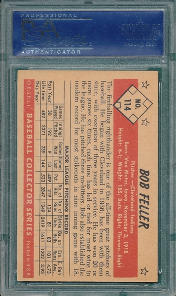 1953 Bowman Color #114 Bob Feller PSA 5 