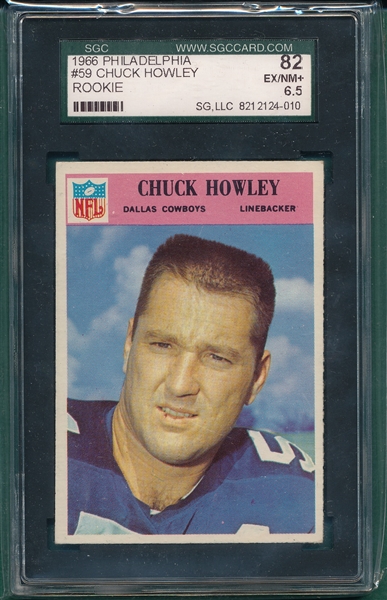 1966 Philadelphia #59 Chuck Howley SGC 82 *Rookie*