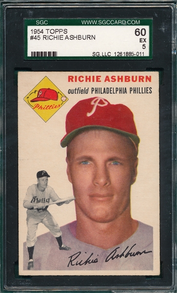 1954 Topps #45 Richie Ashburn SGC 60