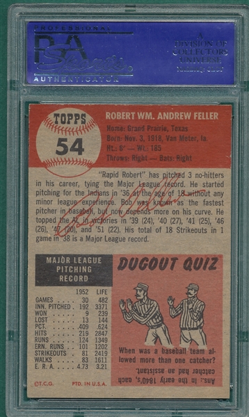 1953 Topps #54 Bob Feller PSA 5