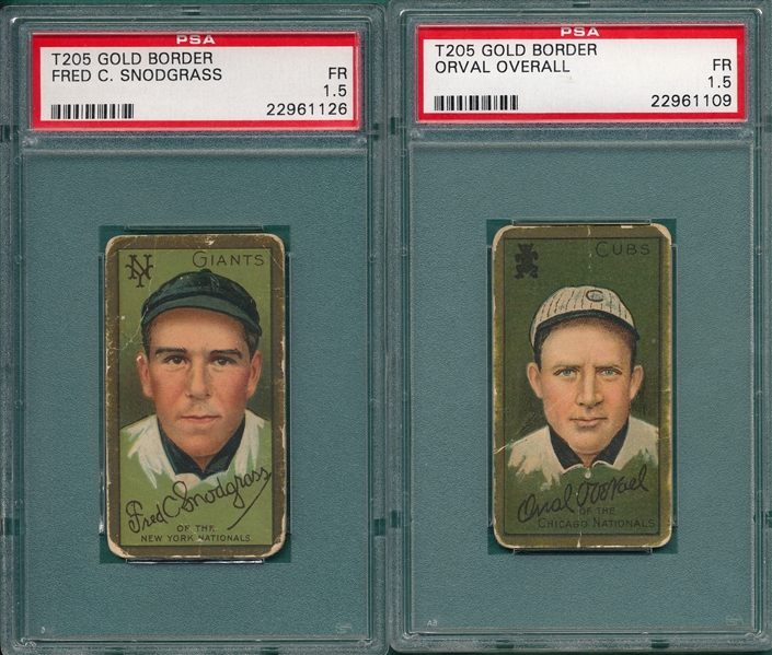1911 T205 Overall & Snodgrass, Lot of (2), PSA