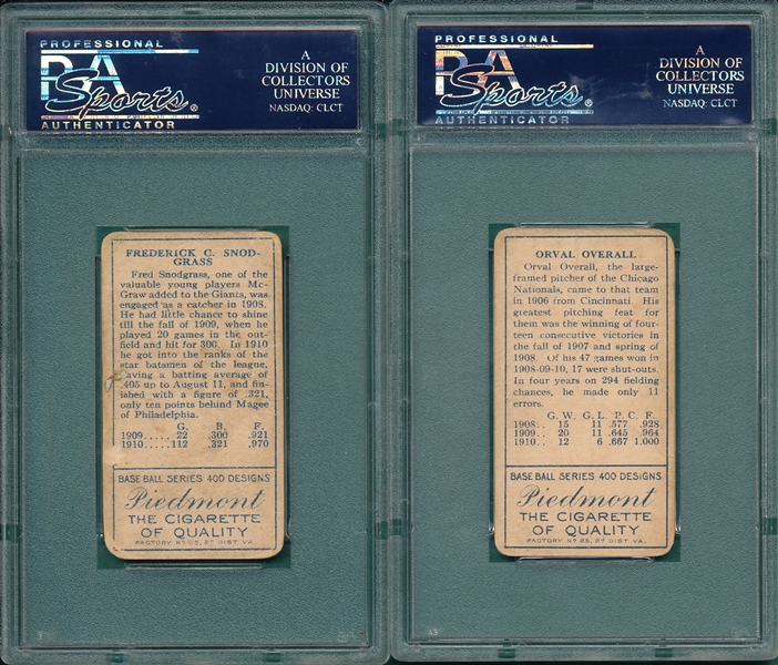 1911 T205 Overall & Snodgrass, Lot of (2), PSA
