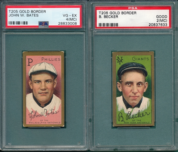 1911 T205 Becker and Bates, Lot of (2), PSA