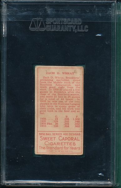 1911 T205 Wheat Sweet Caporal Cigarettes SGC 40 