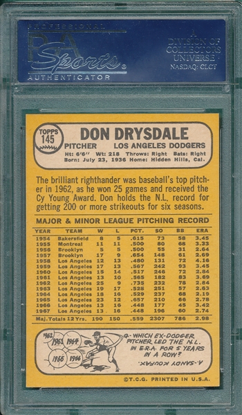 1968 Topps #145 Don Drysdale PSA 9 *MINT*