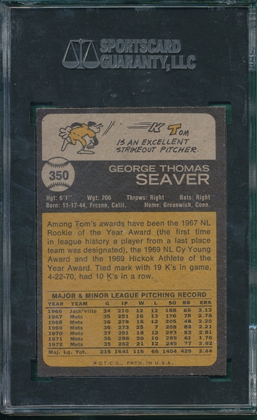 1973 Topps #350 Tom Seaver SGC 88