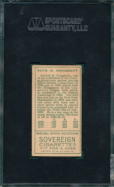 1911 T205 Dougherty, White Sox, Sovereign Cigarettes SGC 40