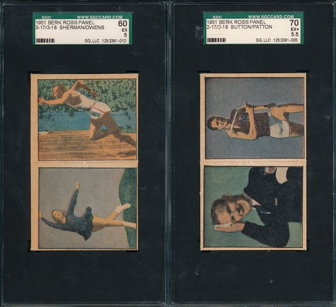 1951 Berk Ross Panels, Lot of (4), W/ Jesse Owens SGC